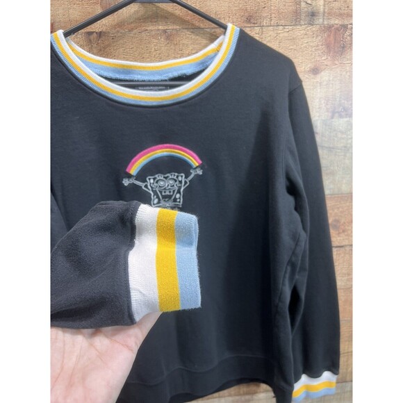Box Lunch Womens Black Sponge Bob Embroidered Pullover Crewneck Sweater Size XL - Picture 7 of 10